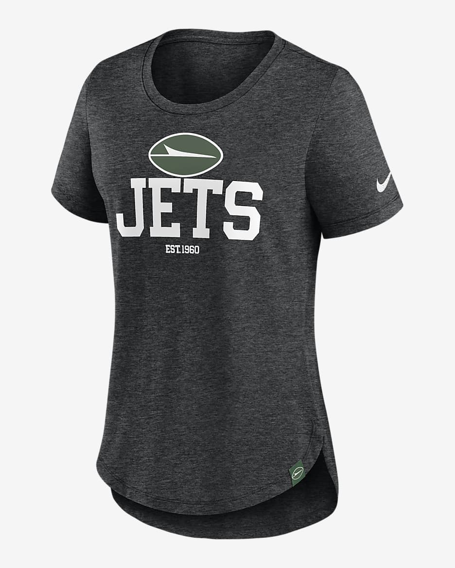 Women s Nike Heather Black New York Jets Fashion Tri Blend T Shirt Size XL